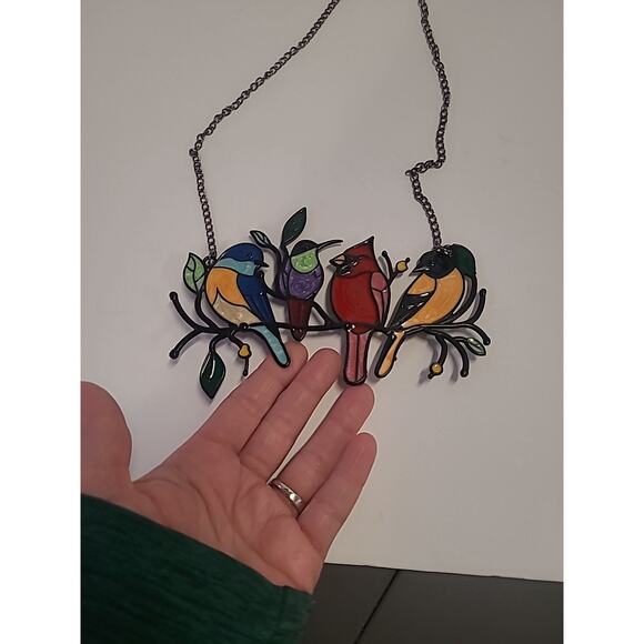 Multicolor Acrylic Bird Painted Ornament Window Panel Hanging Light Decoration - Picture 6 of 7